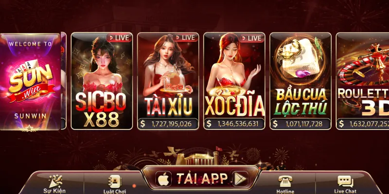 Kho trò chơi đa dạng tại Sunwin